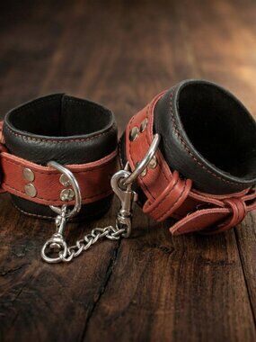 Genuine Leather Handcuffs | Adjustable Wrist Cuffs | BDSM Toys for Couples